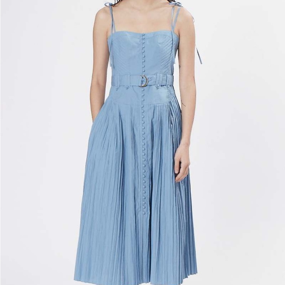 Ulla Johnson Cosette Pleated Midi Dress with Belt